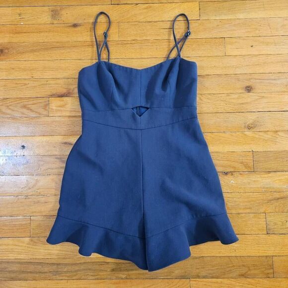 Likely Pants - Likely Black Sleeveless Ruffle-Hem Romper